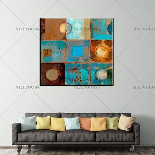 Modern Abstract Oil Painting Light Blue Canvas Painting Handmade Wall Painting Art for Bedroom Living Room Home Decoration