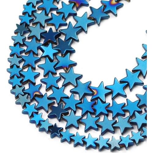 UPGFNK Natural Stone Blue Pentagram Star Hematite Bead 4/6/8/10mm Spacer Loose Beads For Jewelry Making Bracelet Diy Accessories