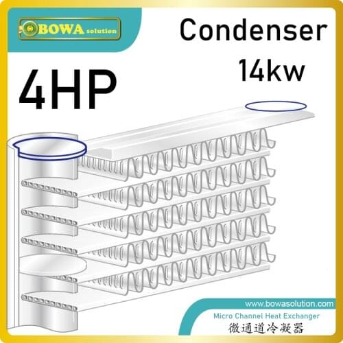 4HP high efficient microchannel cocondenser without fan for air source heat pump dry chamebers replace MCHE heat exchangers