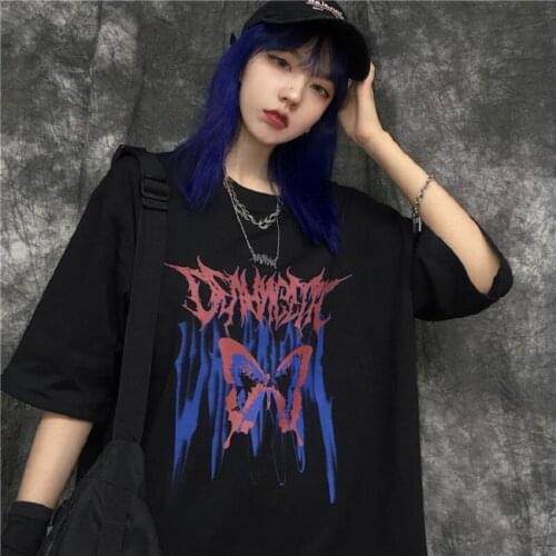 Y2k tops aesthetic vintage femme t-shirts korean style oversized t shirt clothes clothing Woman cotton tshirts harajuku mujer
