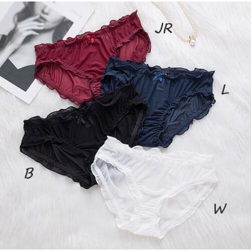 Females Sexy Transparent Panties Women Ruffles Mid Rise Panties Female Briefs