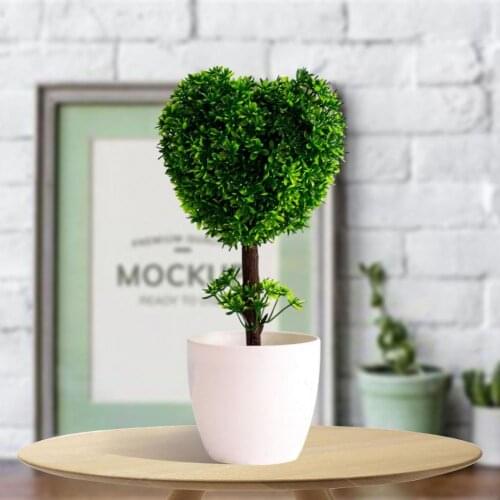 1pc Artificial Plants Small Tree Pot Plants Fake Flower Plant Heart Shape Plum Blossom Plastic Patio Yard Simulated Flower Pot