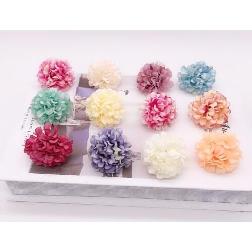 10pcs 4.5CM silk hydrangea handmade artificial flower head wedding party home decoration DIY wreath gift box scrapbook craft
