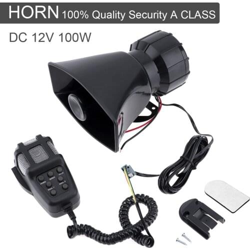 100W 12V 7 Sound Car Electronic Warning Siren Motorcycle Alarm Firemen Ambulance Loudspeaker with MIC for Cars / Motorcycles