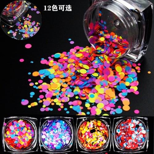 12Box(3ML Jar)/set Confetti Chunky Loose Nail Glitter Sequins 1mm/2mm/3mm Round Dots DIY Glitter Nails Art Sequins Glitter