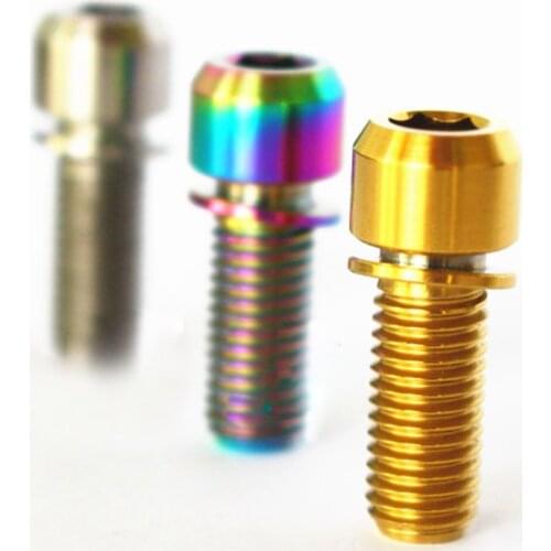 2Pcs M7 Titanium Alloy Allen Chamfer Cup Head Screw Hex Socket fixed Comes with non-detachable gasket Refit Bolt 18mm-25mm Long