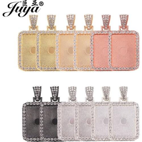 30PCS Rectangle Pendant Base Matched Rhinestone Bezel 18X25mm Alloy Blank Tray For Necklace DIY Jewelry Making Accessories