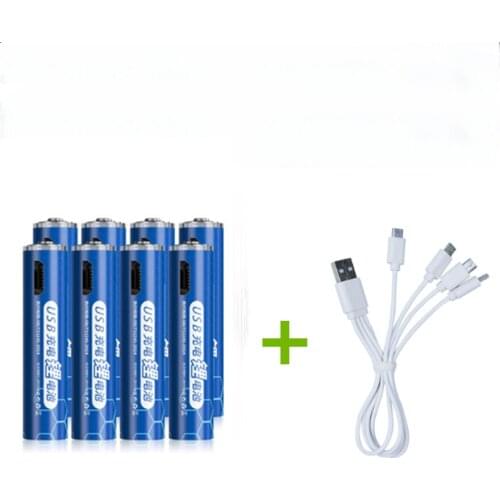 8pcs/lot New 1.5v 1000mWh AAA rechargeable battery USB AAA rechargeable lithium battery with Micro USB cable for fast charging