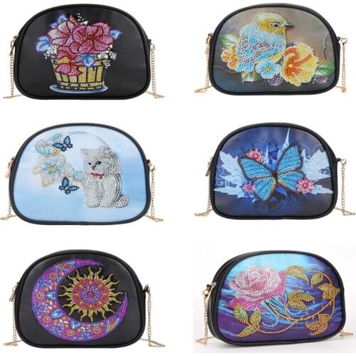DIY Diamond Painting Chain Bag Flower Animal Pattern Diamond Mosaic Cross Stitch Girl Women Key Card Storage Travel Zipper Bag