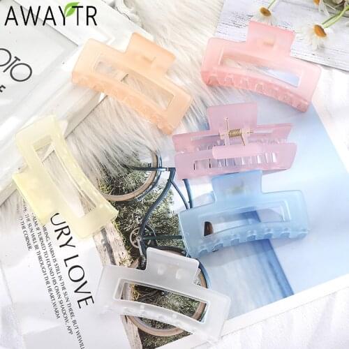 AWAYTR Solid Color Frosted Hair Claw Clips Transparent Hairpin Barrettes Ponytail Styling Hairgrip Hair Accessories For Women
