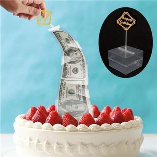 Cake ATM Happy Birthday Cake Topper Money Box Funny Cake ATM Happy Birthday Baking Decor Pull Money Surprise Box Cake Tool J30