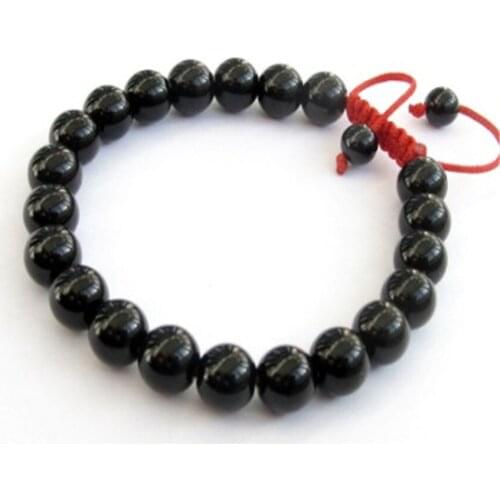 8mm Obsidian Bracelet Buddhism Sutra Stretchy Unisex Spirituality men Reiki Chakas