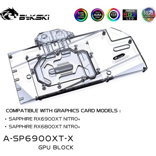 Bykski 6900XT 6800XT For Radeon RX 6800/6900 XT Nitro+, GPU Water Cooling Block, AMD Graphics Card Liquid Cooler, A-SP6900XT-X