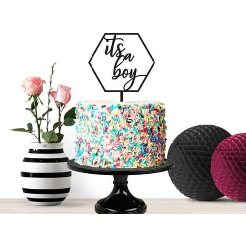 Kids Happy Birthday Cake Topper , Are A Girl or Boy Baby Shower Birthday Festival Party Baking Cake Topper Decor Supplies