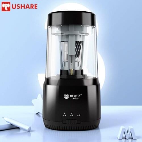 Ushare Large Black Electric Pencil Sharpener USB Mechanical Auto Color Pencils Sharpener for Children Artists School Stationery