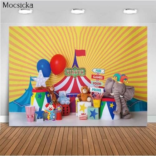 Mocsicka Birthday Party Background Circus Animal Decoration Style Child Portrait Photo Background Photography Studio