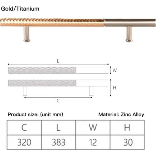 HJY Modern Kitchen Handle Cupboard Closet Pulls Gold Titanium Zinc Alloy Drawer Furniture Cabinet Door Handle Hardware Z523