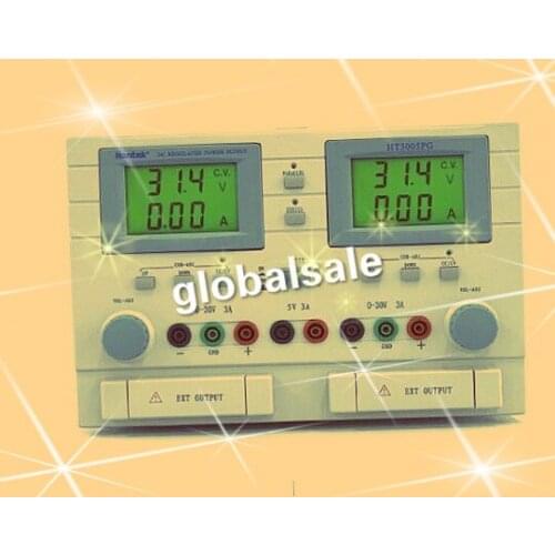 HANTEK HT3003PG DC power supply Three channels, 0-30Vx2, 5V output; 0-3Ax2, 3A Current output