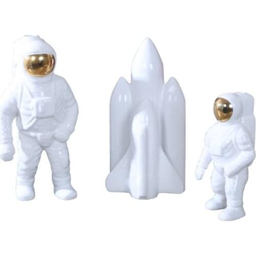 Ceramics Astronaut Ornaments Rocket Figurine Home Decor Accessories Nordic Decorative Home Ceramic Crafts Ornaments