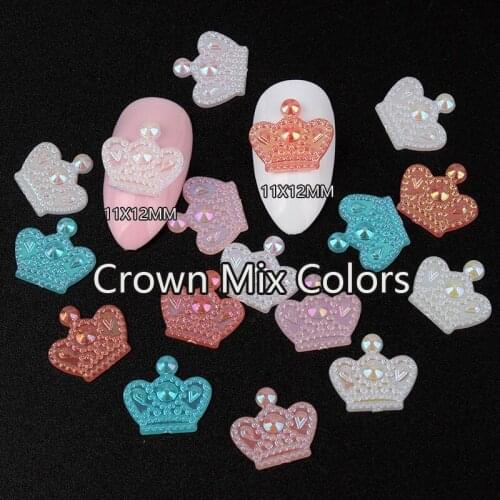 New 11X12MM Resin Crown Mix ABColors Flatback Rhinestones 30pcs/100pcs DIY Manicure Nails Art Personality Accessories
