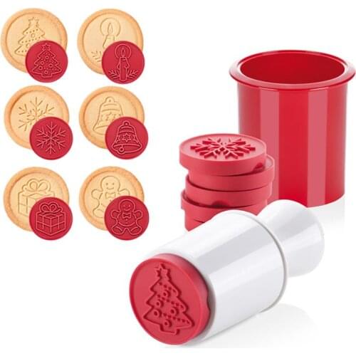 Creative Christmas Cookie Cutter Stamp Set DIY 6-Pattern Cartoon Cookie Mold Cookie Shape DIY Accessories Baking Tools