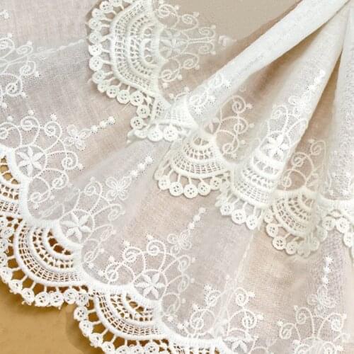 Beautiful Double/Single Layer Cotton Cloth Embroidered Lace Trim Accessories Double Layer Lace Fabric Width 22cm 5Yds/lot