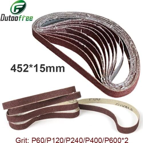 10PCS/Set Sanding Belts 60-600 Grits Sandpaper Abrasive Bands For Belt Sander Abrasive Tool Wood Soft Metal Polishing 425*15mm