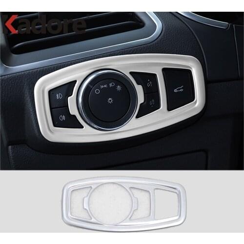 For Ford Edge 2015 2016 2017 2018 ABS Matte Car Headlight Head Lamp Switch Decoration Cover Trim Inner Interior Accessories