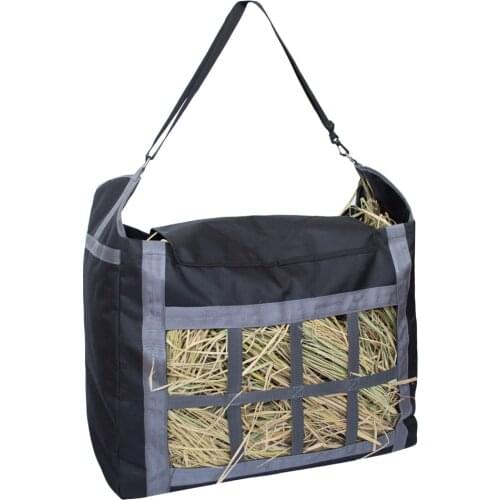 Slow Feed Hay Net Bag with Adjustable Carry Strap for Horses
