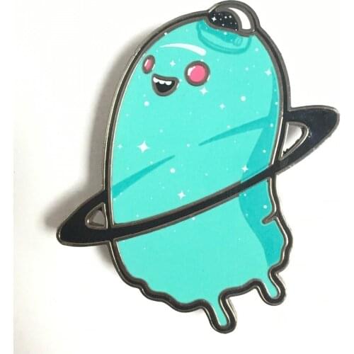 Metal hard enamel alien badge with printed logo custom back butterfly buckle metal badges