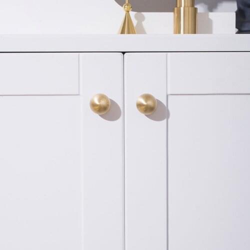 Fashion Brass Ball Beads Nordic Chinese Simple Fresh Copper Cabinet Knob Door Drawer Handles for Furniture Single Hole