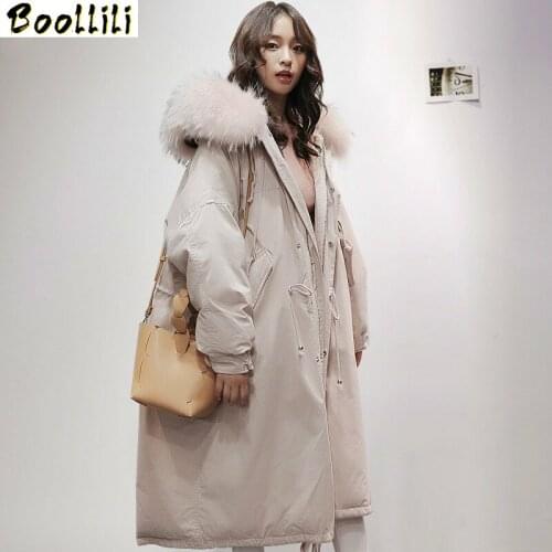 Boollili 2020 New Duck Down Jacket Women Winter Coat Women Raccoon Fur Collar Korean Puffer Jacket Women Warm Parka