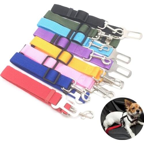 Pet Dog Cat Car Seat Belt For Accessories Goods Animals Adjustable Harness Lead Leash Small Medium Travel Clip French Bulldog
