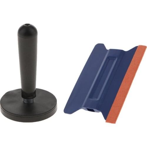 Blue Felt Edge Squeegee 3 Inch + Car Vinyl Wrap Grippers Magnet Holders, Car Vinyl Decal Applicator Tool