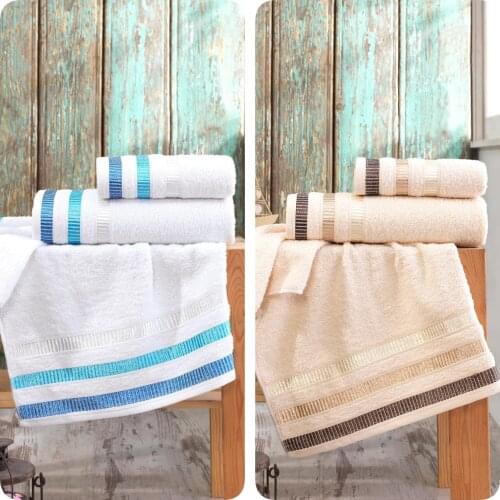 Turkish High Quality Cotton Towel Set 1 Face 1 Hand Towel Bath Towel Bathroom Solid Color Cream White Quick Dry Highly Absorbent
