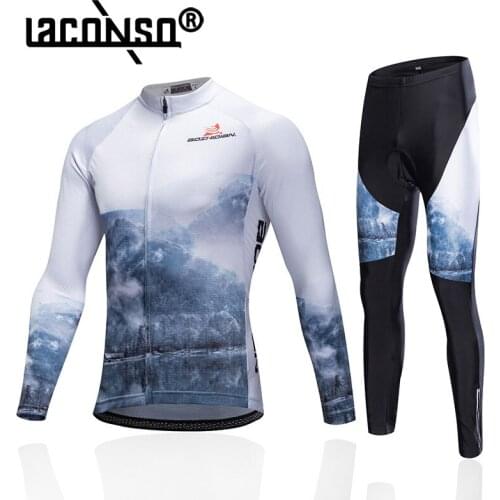 LACONSO Cycling Clothing Bicycle Customized Club Childrens Adult BIke Long-Sleeved Jersey Strap Set Spring And Autumn Thin Suit