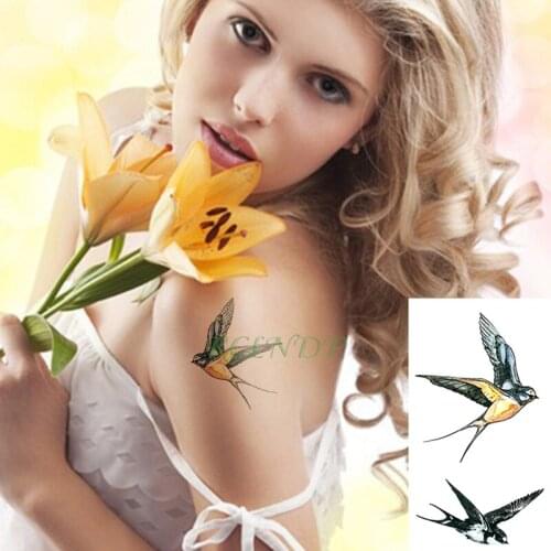 Waterproof Temporary Tattoo Sticker Swallow fly bird Flash Tatoo Fake Tatto arm leg Wrist Foot hand For Girl Men Women kids
