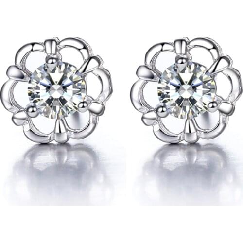 Trendy Hollow Out Flower Earrings top quality Jewelry Cubic Zircon Crystal Women Stud Earring for Party Birthday brincos