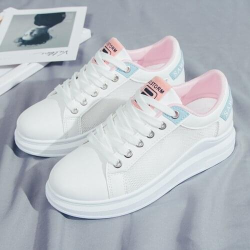 2021 Women Casual Shoes New Spring Women Shoes Fashion White Sneakers Breathable Lace-Up Women Sneakers