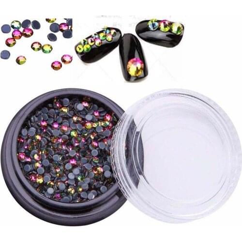 1 Box SS 16 4mm size Colorful Flame 3D Nail Art Rhinestones Strass Chamaleon Flat Bottom Round Crystal Nail Rhinestones