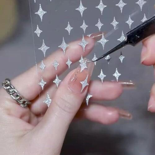 1 Pc Flower Butterfly Nail Stickers Watermark Decal Black Silver White Lace Sexy Pattern Nail Art Decoration Autumn 6.1*5.3cm