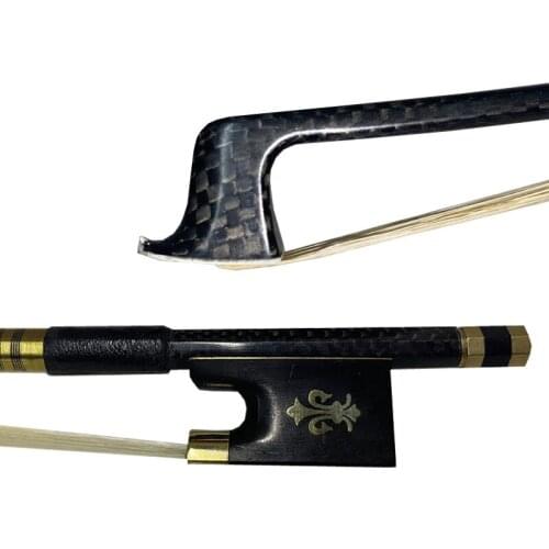 1pc black plaid Carbon fiber violin bow 4/4 size new white horse hair professional Goldk ebony frog