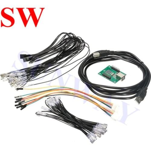 2 Player USB Encoder Arcade to USB Controller Kit 2 Player MAME PC Keyboard Encoder USB Cable with 2PCS 5Pin cable for Joystick
