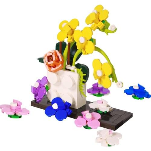 270pcs Artificial Flower Building Blocks Butterfly Orchid Decoration MOC DIY Model Flowers Creativity Bricks Toys Children Gifts