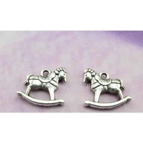 8pcs rocking horse antique bronze silver for child pendant zinc alloy charm, drops for diy 19X16mm 3d horses rocking