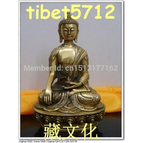 8" TALL TIBETAN NEPAL BRONZE SHAKYAMUNI BUDDHA CARVING DRAGON AND PHENIX Bronze Finish Buddha Healing room Art