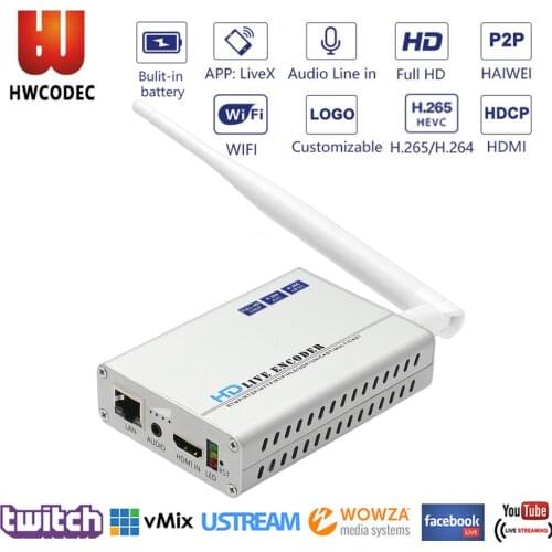 HWCODEC H8118M H.265 1080P Wireless HDMI & Audio to IP Encoder Built in Battery RTMPS RTMP RTSP SRT for YouTube Live Streaming