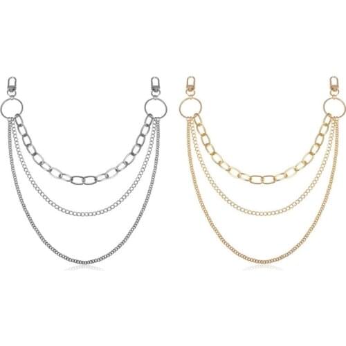 Punk Biker Jeans Link Pants Keychain Mutil Layer Chunky Waist Belt Wallet Chain W0YA