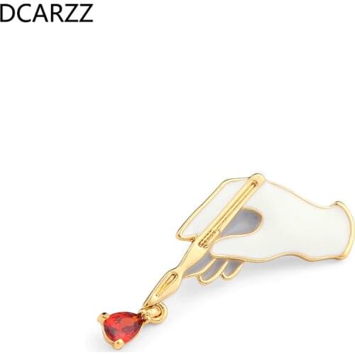DCARZZ Scalpel Pins Brooches Medical Punk Jewelry Gold Silver Plated White Enamel Lapel Pin Metal Nurse Doctors Gift Woman