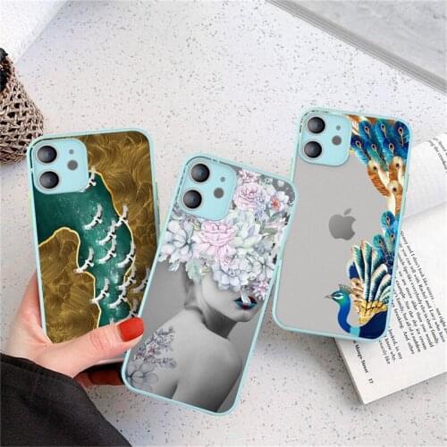 KJOEW Flying Wild Goose Peacock Art Case For iPhone 12 11 Pro XS Max 12 Mini 7 8 Plus X XR SE 2020 Hard PC Shockproof Back Cover